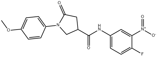 N-(4-fluoro-3-nitrophenyl)-1-(4-methoxyphenyl)-5-oxopyrrolidine-3-carboxamide Struktur