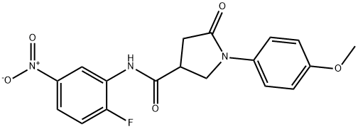 N-(2-fluoro-5-nitrophenyl)-1-(4-methoxyphenyl)-5-oxopyrrolidine-3-carboxamide Struktur