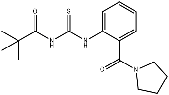 2,2-dimethyl-N-[[2-(pyrrolidine-1-carbonyl)phenyl]carbamothioyl]propanamide Struktur