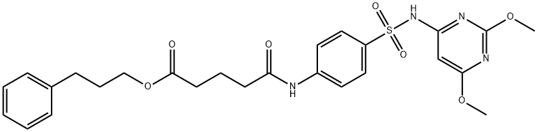 3-phenylpropyl 5-[(4-{[(2,6-dimethoxy-4-pyrimidinyl)amino]sulfonyl}phenyl)amino]-5-oxopentanoate Struktur