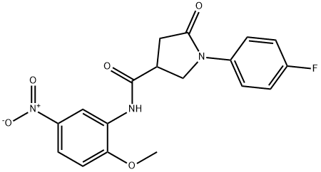 1-(4-fluorophenyl)-N-(2-methoxy-5-nitrophenyl)-5-oxopyrrolidine-3-carboxamide Struktur