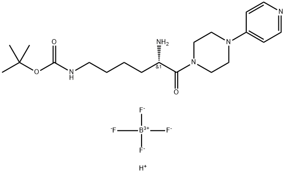 Carbamic acid, [(5S)-5-amino-6-oxo-6-[4-(4-pyridinyl)-1-piperazinyl]hexyl]-, 1,1-dimethylethyl ester, mono[tetrafluoroborate(1-)] Struktur