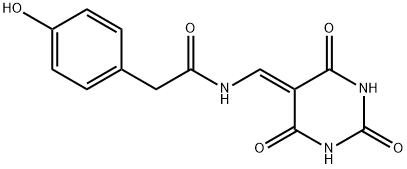 2-(4-Hydroxy-phenyl)-N-(2,4,6-trioxo-tetrahydro-pyrimidin-5-ylidenemethyl)-acetamide Struktur