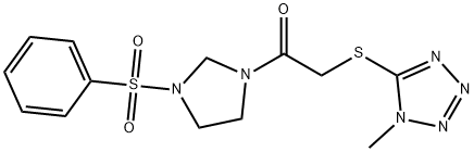 2-[(1-methyl-1H-tetrazol-5-yl)sulfanyl]-1-[3-(phenylsulfonyl)imidazolidin-1-yl]ethanone Struktur