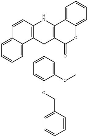 7-[4-(benzyloxy)-3-methoxyphenyl]-7,14-dihydro-6H-benzo[f]chromeno[4,3-b]quinolin-6-one Struktur