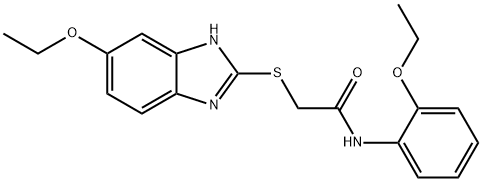 2-[(6-ethoxy-1H-benzimidazol-2-yl)sulfanyl]-N-(2-ethoxyphenyl)acetamide Struktur