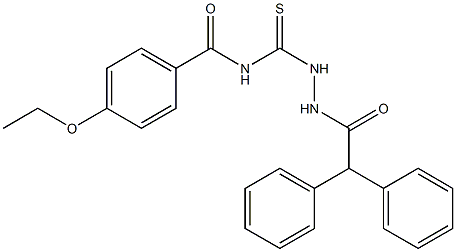 N-{[2-(diphenylacetyl)hydrazino]carbonothioyl}-4-ethoxybenzamide Struktur