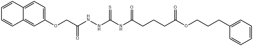 3-phenylpropyl 5-[({2-[(2-naphthyloxy)acetyl]hydrazino}carbonothioyl)amino]-5-oxopentanoate Struktur