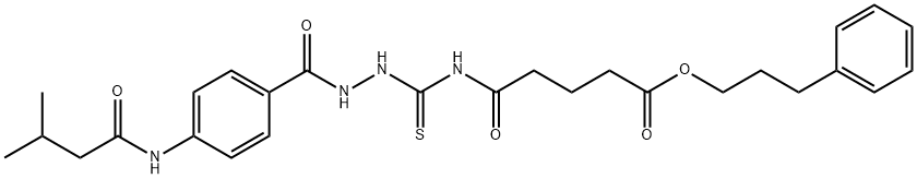 3-phenylpropyl 5-[[[4-(3-methylbutanoylamino)benzoyl]amino]carbamothioylamino]-5-oxopentanoate Struktur