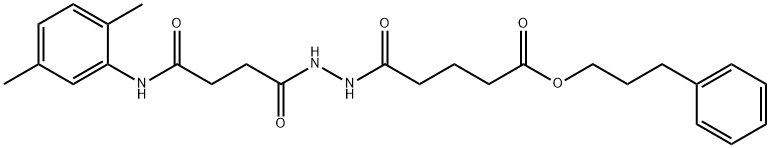 3-phenylpropyl 5-[2-[4-(2,5-dimethylanilino)-4-oxobutanoyl]hydrazinyl]-5-oxopentanoate Struktur