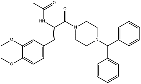 N-(2-(3,4-dimethoxyphenyl)-1-{[4-(diphenylmethyl)-1-piperazinyl]carbonyl}vinyl)acetamide Struktur