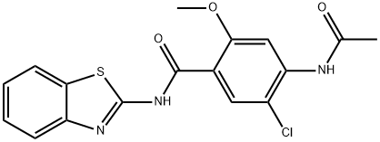 4-(acetylamino)-N-(1,3-benzothiazol-2-yl)-5-chloro-2-methoxybenzamide Struktur