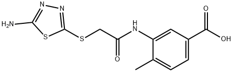 3-({[(5-amino-1,3,4-thiadiazol-2-yl)sulfanyl]acetyl}amino)-4-methylbenzoic acid Struktur