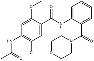 4-acetamido-5-chloro-2-methoxy-N-[2-(morpholine-4-carbonyl)phenyl]benzamide Struktur