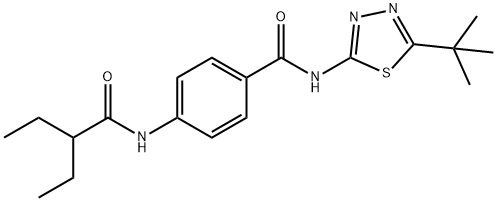 N-(5-tert-butyl-1,3,4-thiadiazol-2-yl)-4-(2-ethylbutanoylamino)benzamide Struktur