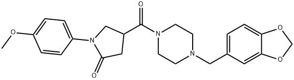 4-{[4-(1,3-benzodioxol-5-ylmethyl)piperazin-1-yl]carbonyl}-1-(4-methoxyphenyl)pyrrolidin-2-one Struktur