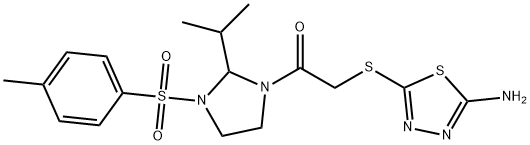 2-[(5-amino-1,3,4-thiadiazol-2-yl)sulfanyl]-1-{3-[(4-methylphenyl)sulfonyl]-2-(propan-2-yl)imidazolidin-1-yl}ethanone Struktur