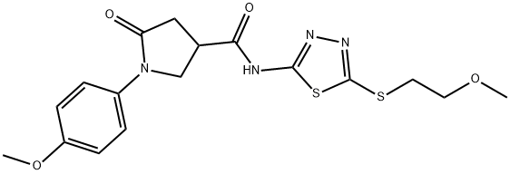 N-[5-(2-methoxyethylsulfanyl)-1,3,4-thiadiazol-2-yl]-1-(4-methoxyphenyl)-5-oxopyrrolidine-3-carboxamide Struktur