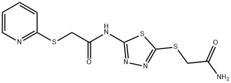 N-{5-[(2-amino-2-oxoethyl)sulfanyl]-1,3,4-thiadiazol-2-yl}-2-(pyridin-2-ylsulfanyl)acetamide Struktur