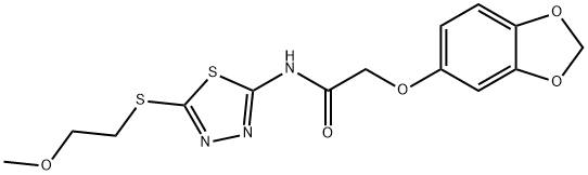 2-(1,3-benzodioxol-5-yloxy)-N-{5-[(2-methoxyethyl)sulfanyl]-1,3,4-thiadiazol-2-yl}acetamide Struktur