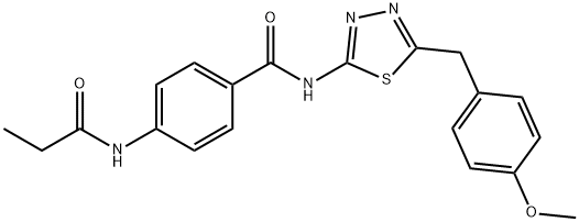 N-[5-(4-methoxybenzyl)-1,3,4-thiadiazol-2-yl]-4-(propanoylamino)benzamide Struktur