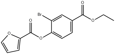 (2-bromo-4-ethoxycarbonylphenyl) furan-2-carboxylate Struktur