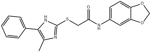 N-(1,3-benzodioxol-5-yl)-2-[(4-methyl-5-phenyl-1H-imidazol-2-yl)sulfanyl]acetamide Struktur