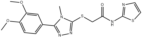 2-{[5-(3,4-dimethoxyphenyl)-4-methyl-4H-1,2,4-triazol-3-yl]sulfanyl}-N-(1,3-thiazol-2-yl)acetamide Struktur