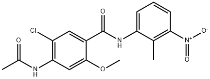 4-(acetylamino)-5-chloro-2-methoxy-N-(2-methyl-3-nitrophenyl)benzamide Struktur