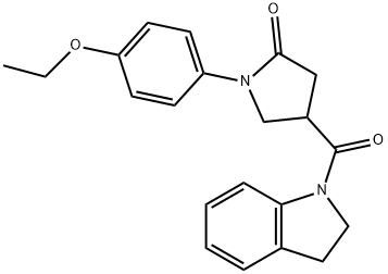 4-(2,3-dihydroindole-1-carbonyl)-1-(4-ethoxyphenyl)pyrrolidin-2-one Struktur