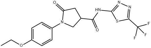 1-(4-ethoxyphenyl)-5-oxo-N-[5-(trifluoromethyl)-1,3,4-thiadiazol-2-yl]pyrrolidine-3-carboxamide Struktur