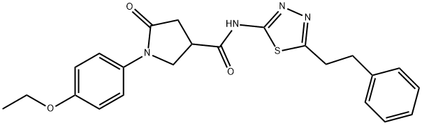 1-(4-ethoxyphenyl)-5-oxo-N-[5-(2-phenylethyl)-1,3,4-thiadiazol-2-yl]pyrrolidine-3-carboxamide Struktur