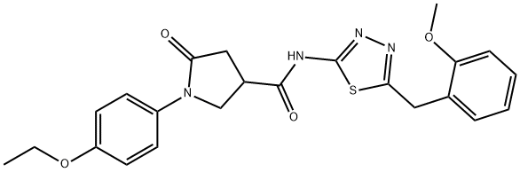 1-(4-ethoxyphenyl)-N-[5-[(2-methoxyphenyl)methyl]-1,3,4-thiadiazol-2-yl]-5-oxopyrrolidine-3-carboxamide Struktur