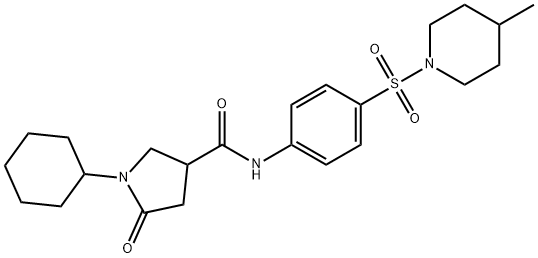 1-cyclohexyl-N-[4-(4-methylpiperidin-1-yl)sulfonylphenyl]-5-oxopyrrolidine-3-carboxamide Struktur