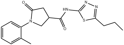 1-(2-methylphenyl)-5-oxo-N-(5-propyl-1,3,4-thiadiazol-2-yl)pyrrolidine-3-carboxamide Struktur