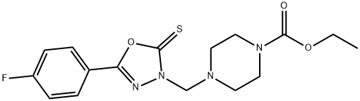 ethyl 4-{[5-(4-fluorophenyl)-2-thioxo-1,3,4-oxadiazol-3(2H)-yl]methyl}piperazine-1-carboxylate Struktur