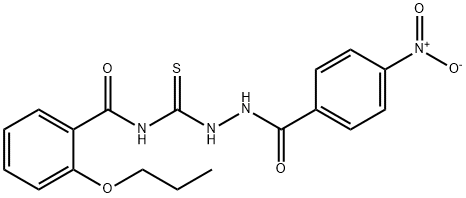 N-{[2-(4-nitrobenzoyl)hydrazino]carbonothioyl}-2-propoxybenzamide Struktur