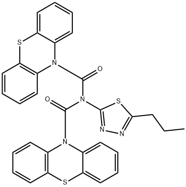 N-(phenothiazine-10-carbonyl)-N-(5-propyl-1,3,4-thiadiazol-2-yl)phenothiazine-10-carboxamide Struktur