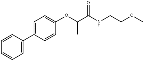 N-(2-methoxyethyl)-2-(4-phenylphenoxy)propanamide Struktur