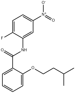 N-(2-fluoro-5-nitrophenyl)-2-(3-methylbutoxy)benzamide Struktur