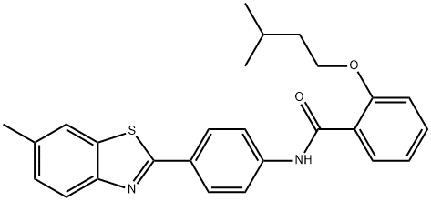 N-[4-(6-methyl-1,3-benzothiazol-2-yl)phenyl]-2-(3-methylbutoxy)benzamide Struktur