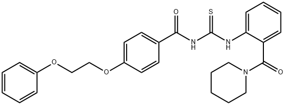 4-(2-phenoxyethoxy)-N-({[2-(1-piperidinylcarbonyl)phenyl]amino}carbonothioyl)benzamide Struktur