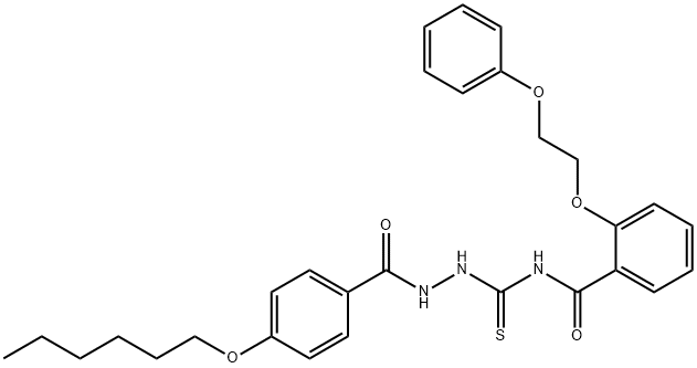 N-({2-[4-(hexyloxy)benzoyl]hydrazino}carbonothioyl)-2-(2-phenoxyethoxy)benzamide Struktur