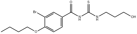 3-bromo-4-butoxy-N-(3-hydroxypropylcarbamothioyl)benzamide Struktur