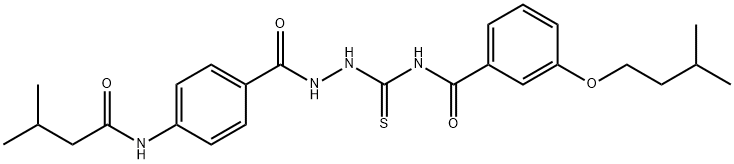 N-[[[4-(3-methylbutanoylamino)benzoyl]amino]carbamothioyl]-3-(3-methylbutoxy)benzamide Struktur