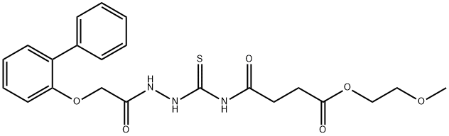 2-methoxyethyl 4-[({2-[(2-biphenylyloxy)acetyl]hydrazino}carbonothioyl)amino]-4-oxobutanoate Struktur