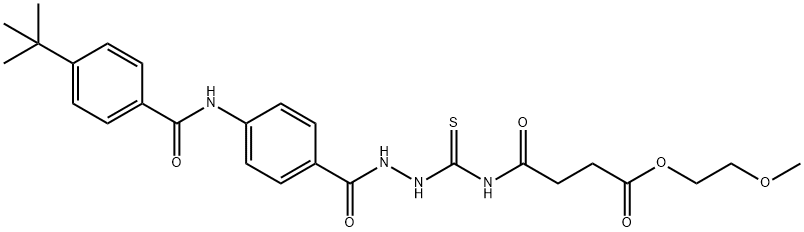 2-methoxyethyl 4-[[[4-[(4-tert-butylbenzoyl)amino]benzoyl]amino]carbamothioylamino]-4-oxobutanoate Struktur