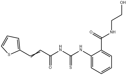 N-(2-hydroxyethyl)-2-[({[3-(2-thienyl)acryloyl]amino}carbonothioyl)amino]benzamide Struktur