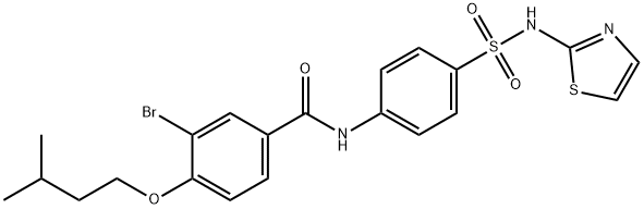 3-bromo-4-(3-methylbutoxy)-N-{4-[(1,3-thiazol-2-ylamino)sulfonyl]phenyl}benzamide Struktur