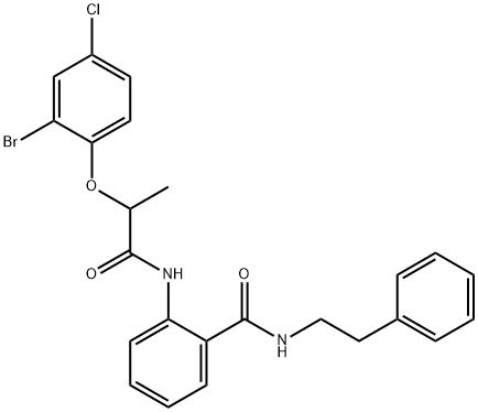 2-[2-(2-bromo-4-chlorophenoxy)propanoylamino]-N-(2-phenylethyl)benzamide Struktur